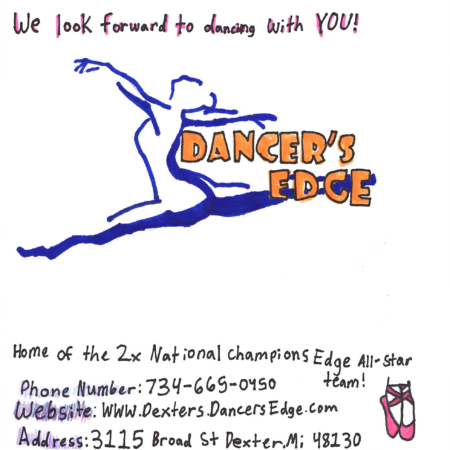 Student drawn ad for Dancer's Edge