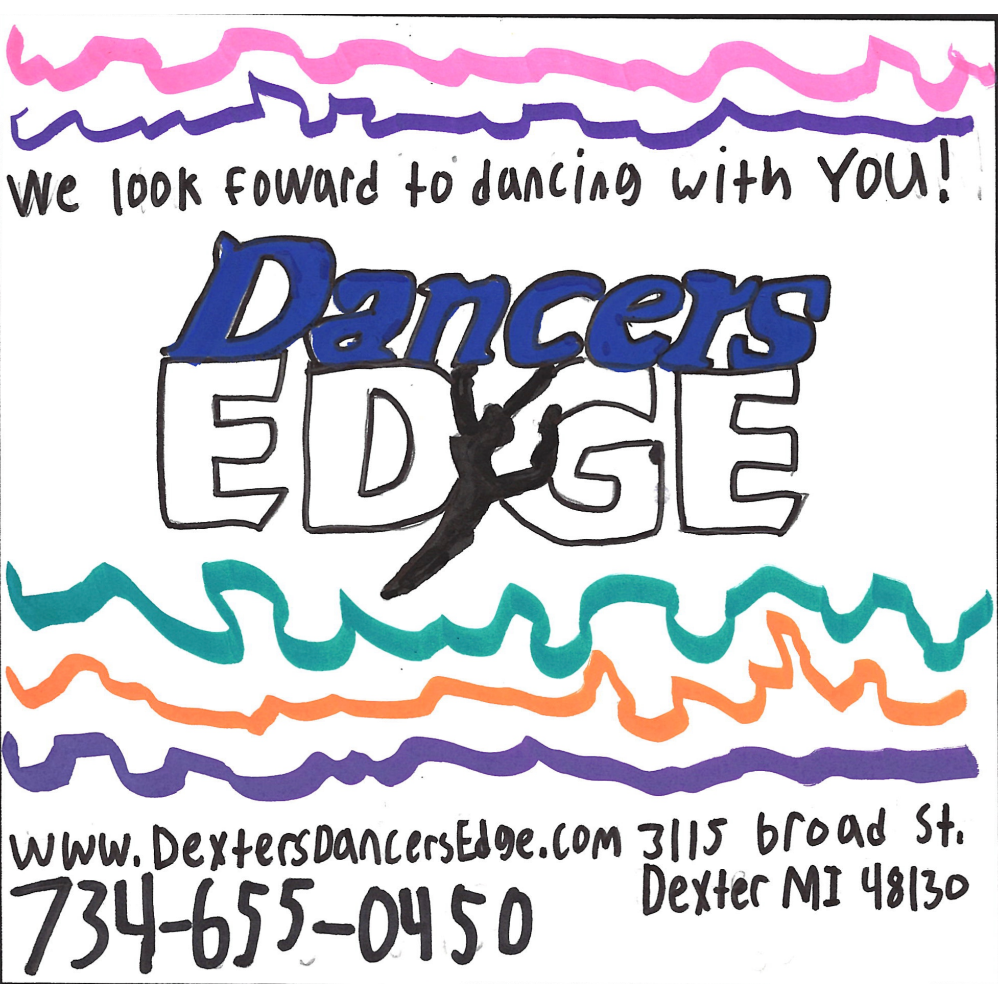 Student drawn ad for Dancer's Edge