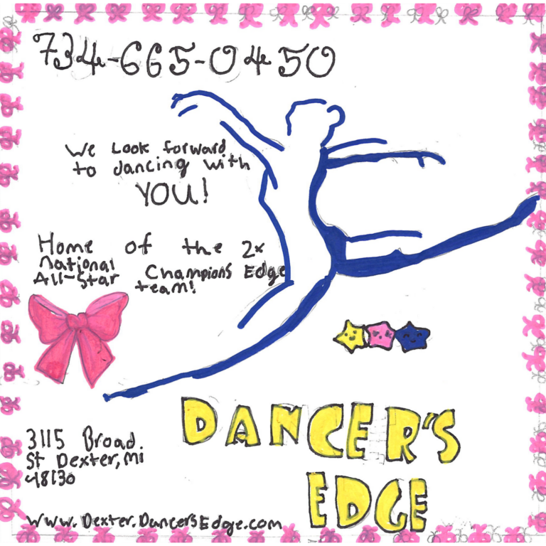 Student drawn ad for Dancer's Edge