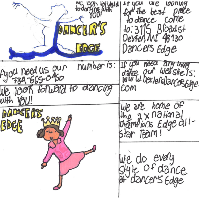 Student drawn ad for Dancer's Edge