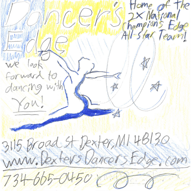 Student drawn ad for Dancer's Edge