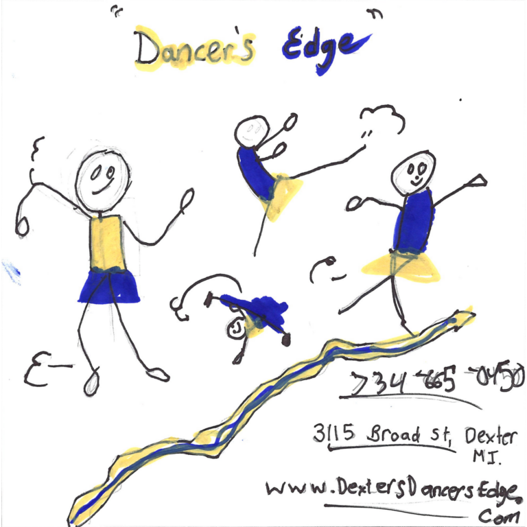 Student drawn ad for Dancer's Edge