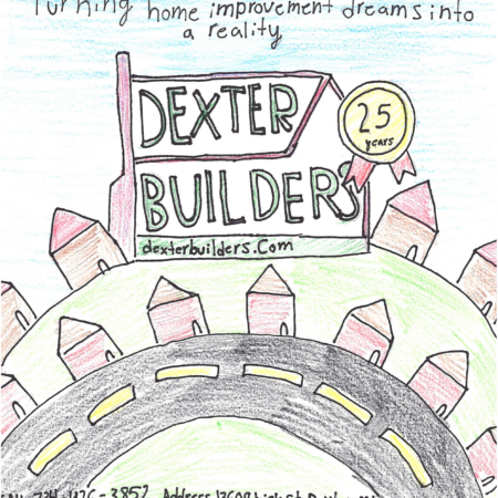 Student drawn ad for Dexter Builders