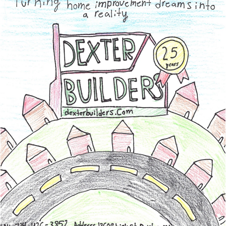 Student drawn ad for Dexter Builders