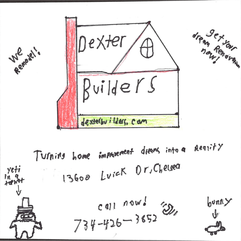 Student drawn ad for Dexter Builders
