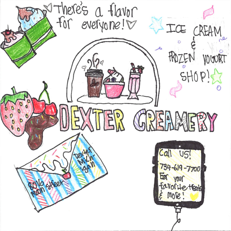 Student drawn ad for Dexter Creamery