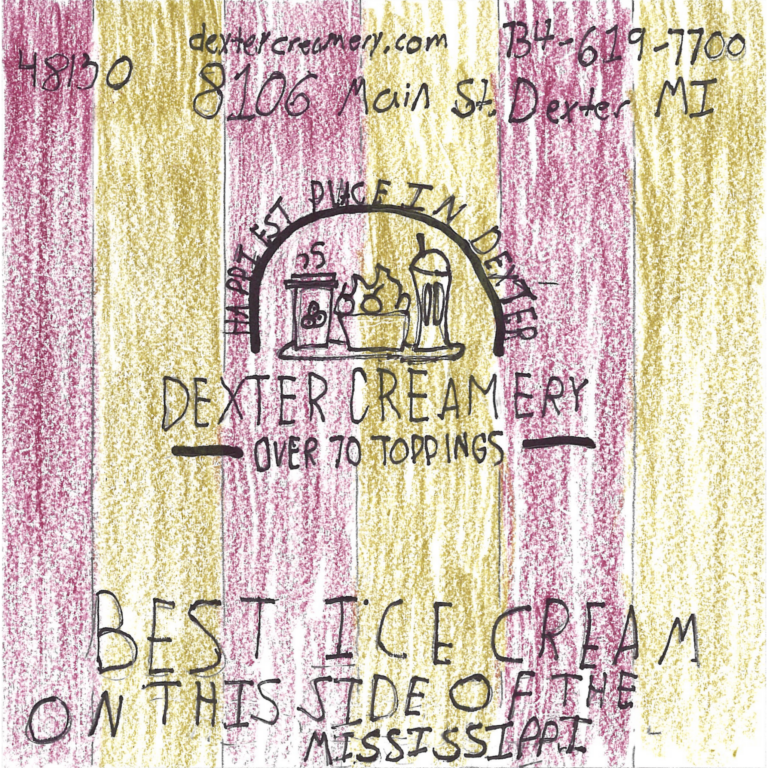 Student drawn ad for Dexter Creamery