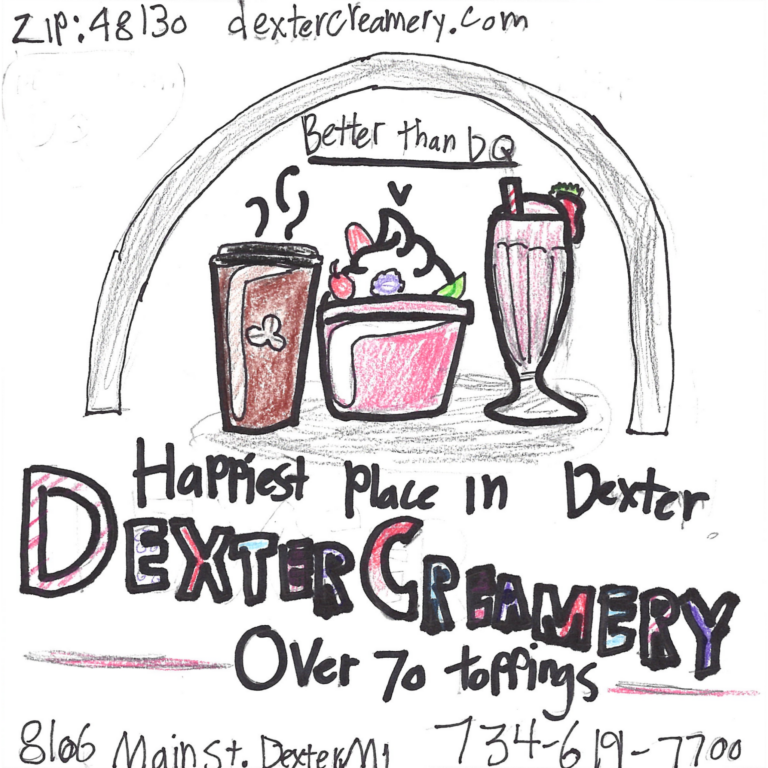 Student drawn ad for Dexter Creamery