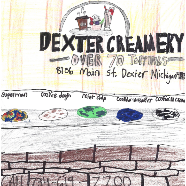 Student drawn ad for Dexter Creamery
