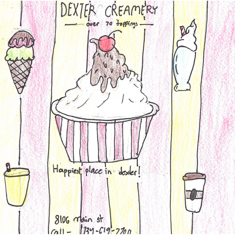 Student drawn ad for Dexter Creamery