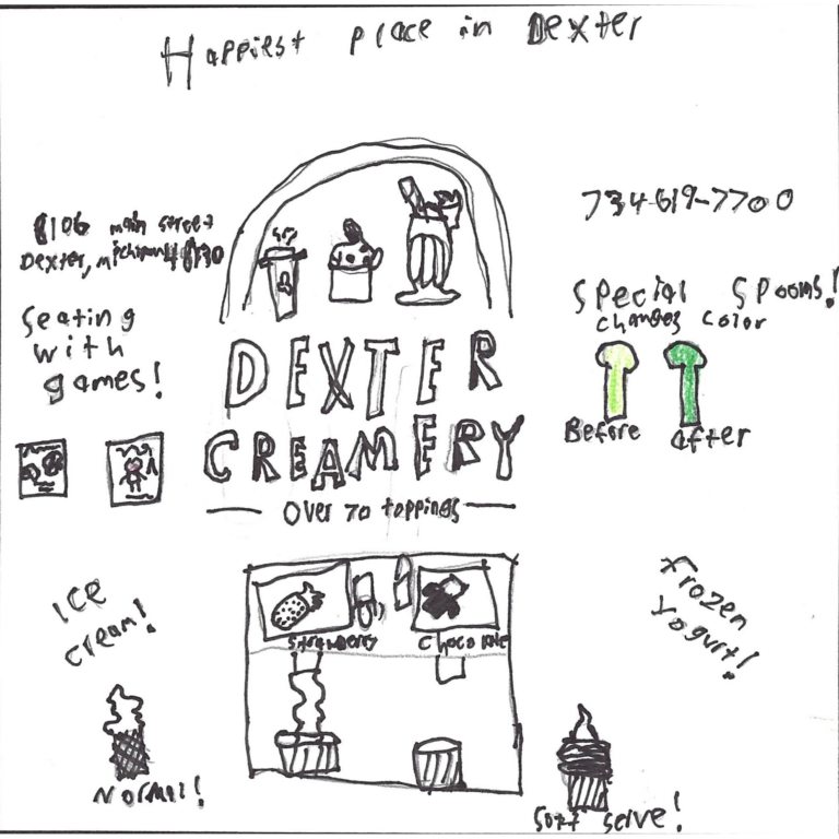 Student drawn ad for Dexter Creamery