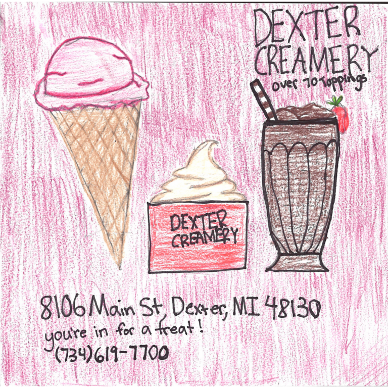 Student drawn ad for Dexter Creamery