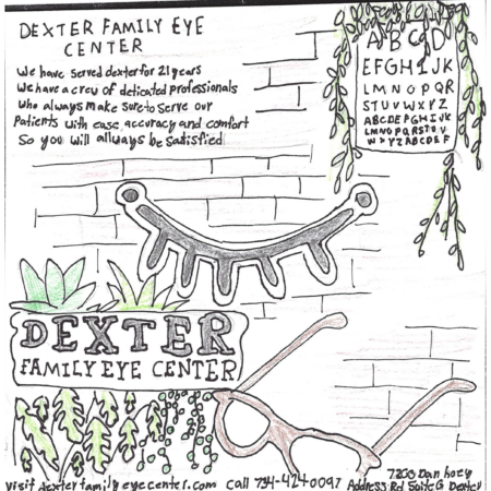 Student drawn ad for Dexter Family Eye Care
