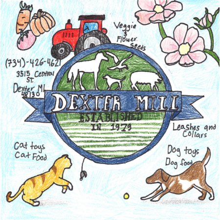 Student drawn ad for Dexter Mill