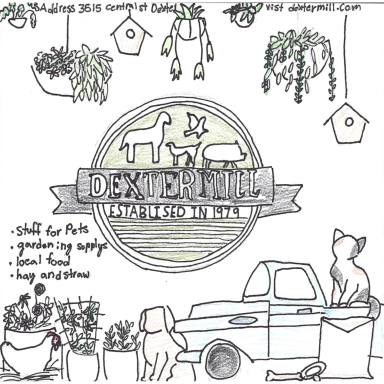 Student drawn ad for Dexter Mill