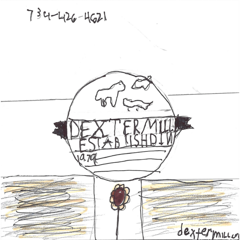 Student drawn ad for Dexter Mill