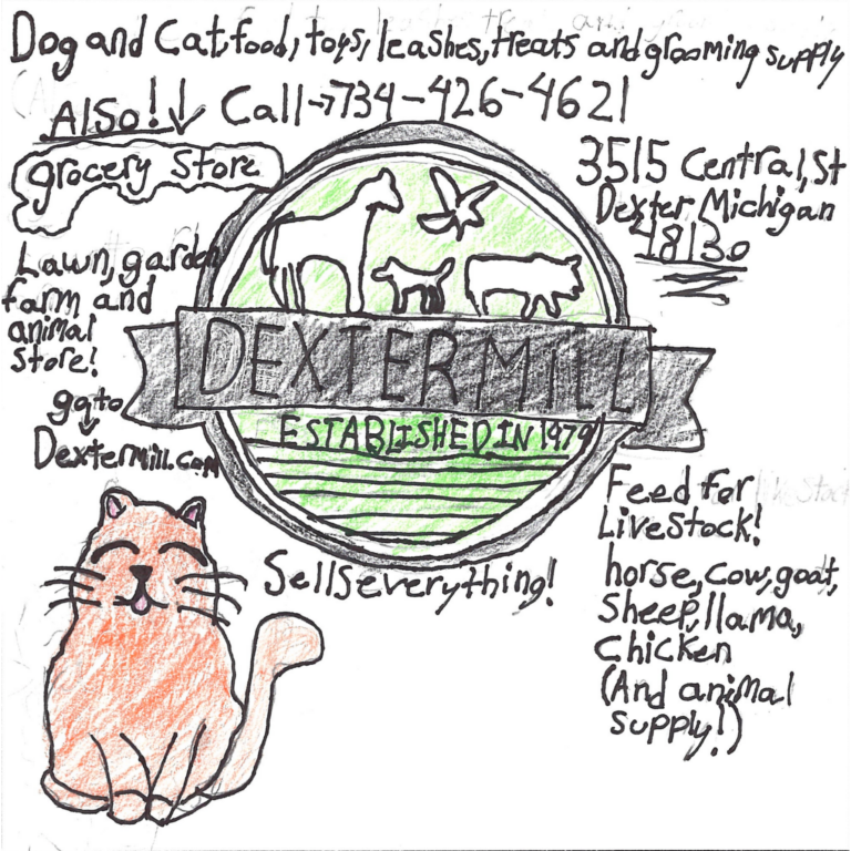 Student drawn ad for Dexter Mill