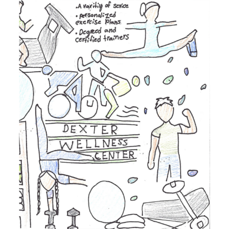 Student drawn ad for Dexter Wellness Center
