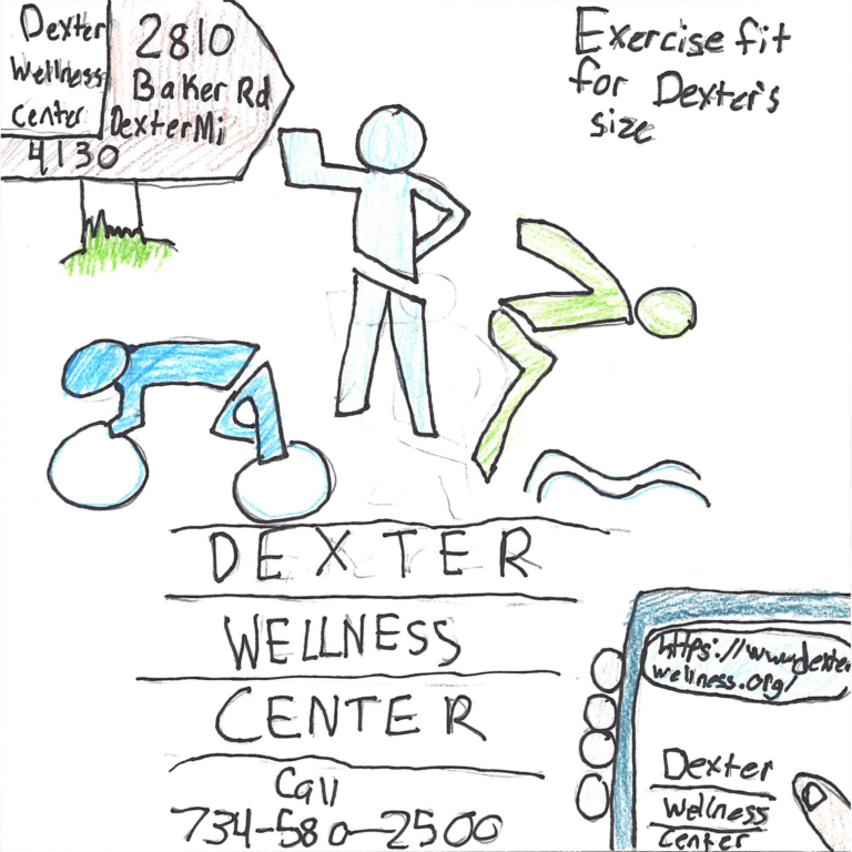 Student drawn ad for Dexter Wellness Center