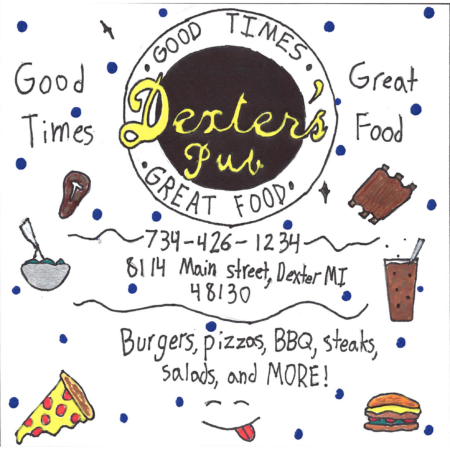 Student drawn ad for Dexter's Pub