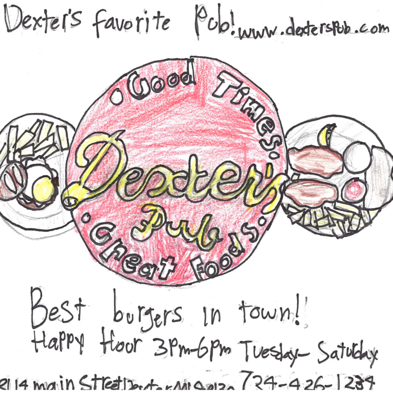 Student drawn ad for Dexter's Pub
