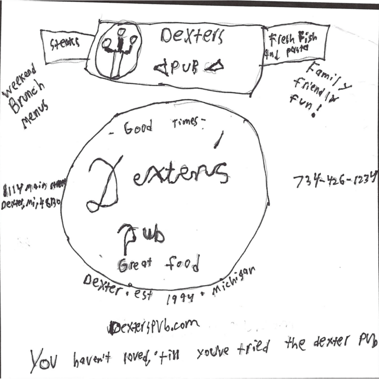 Student drawn ad for Dexter's Pub