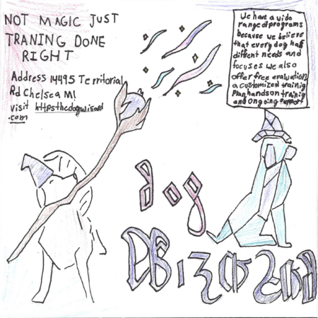Student drawn ad for The Dog Wizard