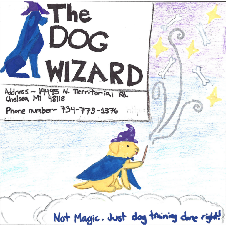 Student drawn ad for The Dog Wizard