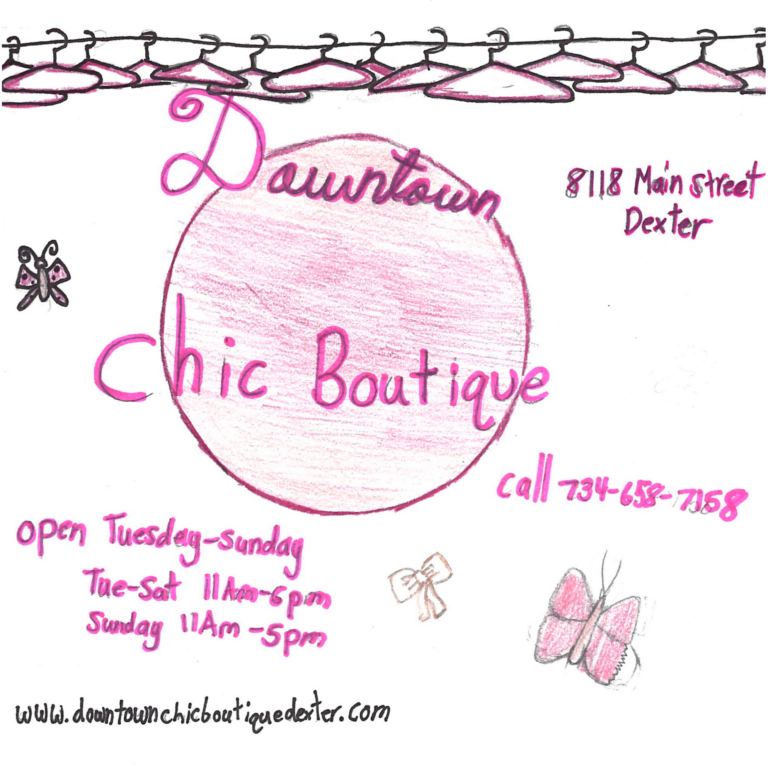 Student drawn ad for Downtown Chic Boutique