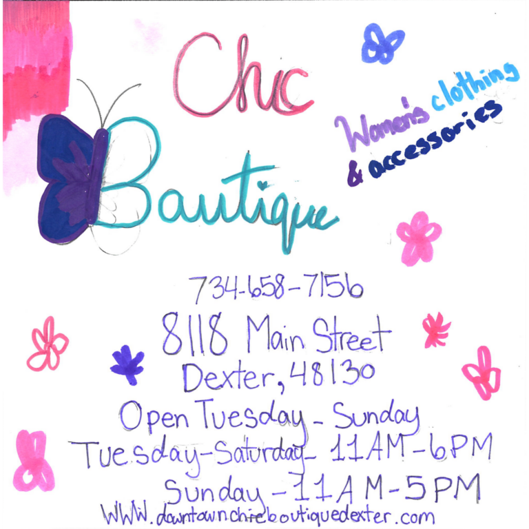 Student drawn ad for Downtown Chic Boutique