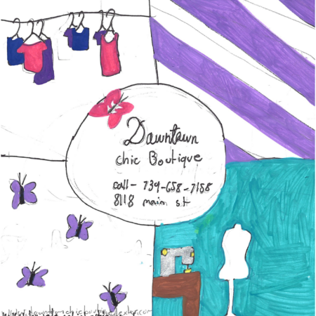 Student drawn ad for Downtown Chic Boutique