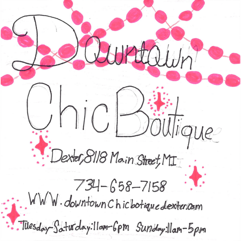 Student drawn ad for Downtown Chic Boutique