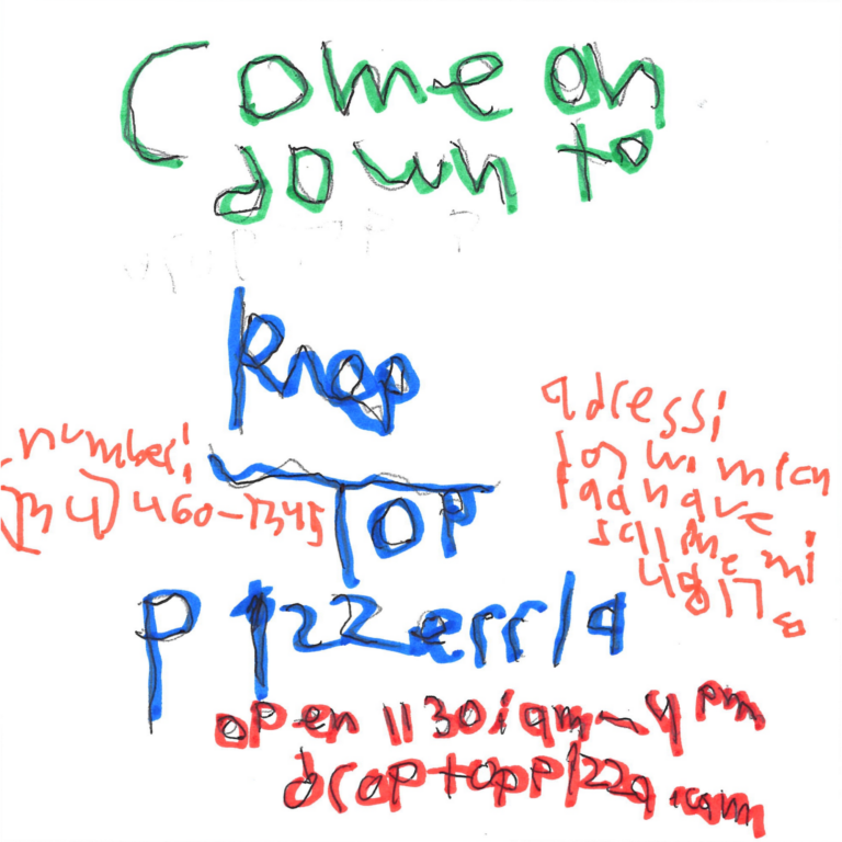 Student drawn ad for Droptop Pizza