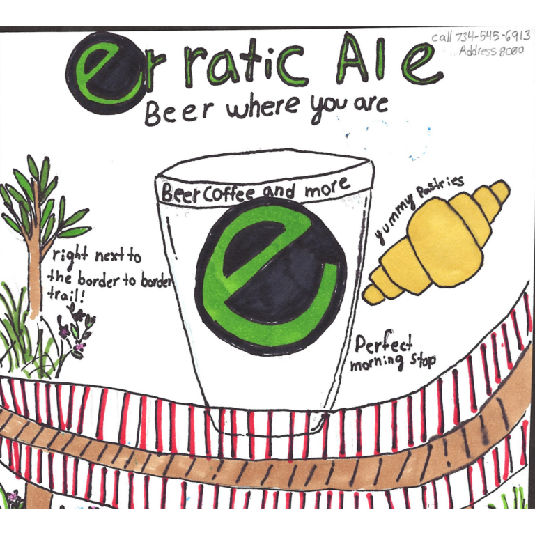 Student drawn ad for Erratic Ale - Early Pour