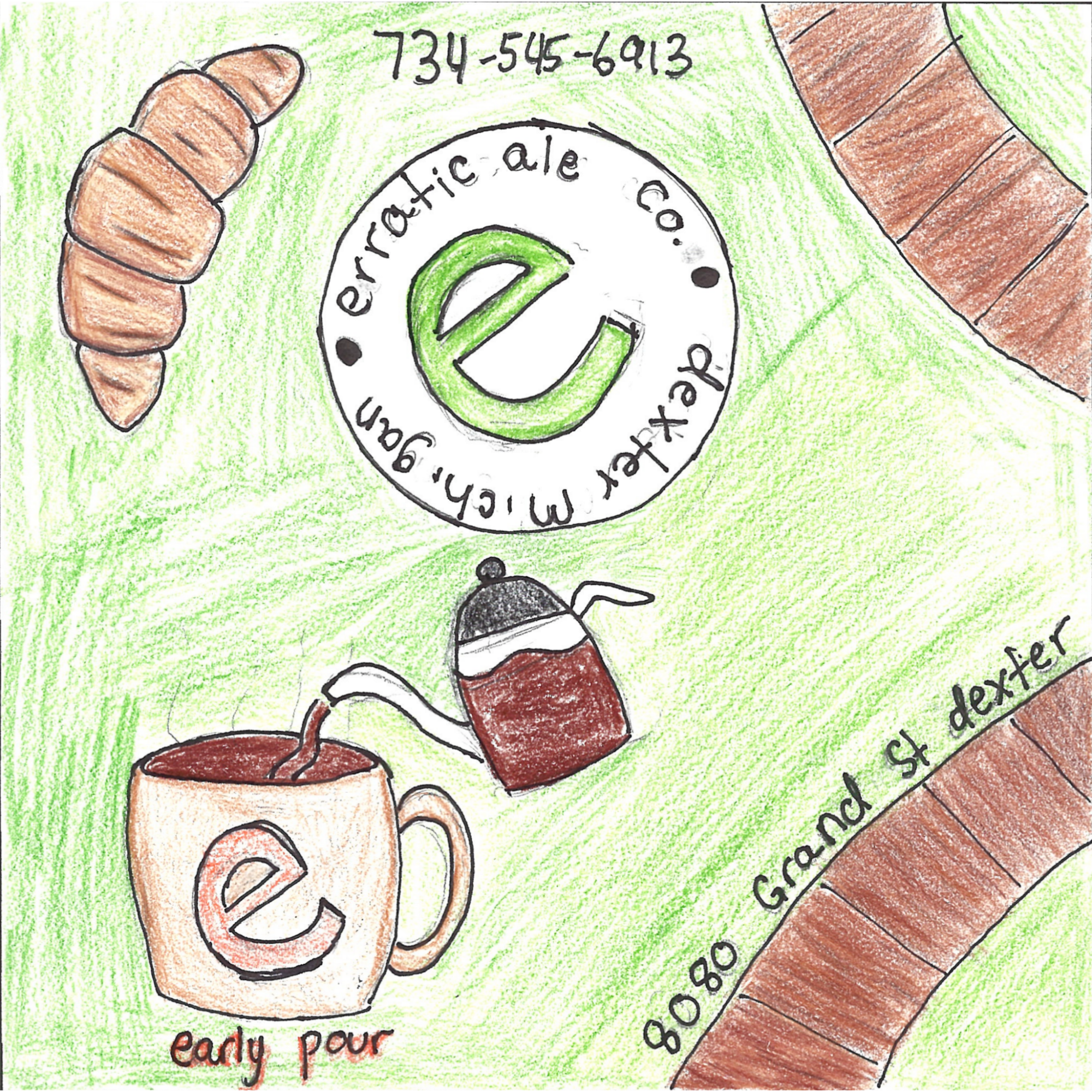 Student drawn ad for Erratic Ale - Early Pour