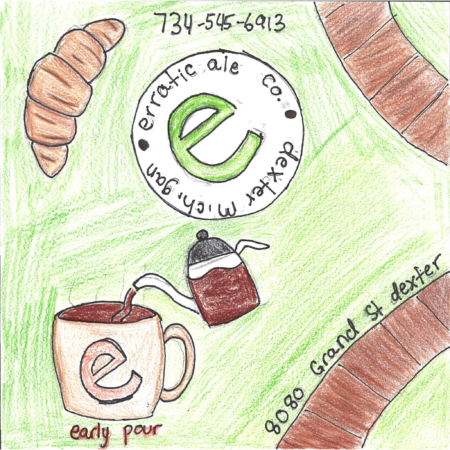 Student drawn ad for Erratic Ale - Early Pour