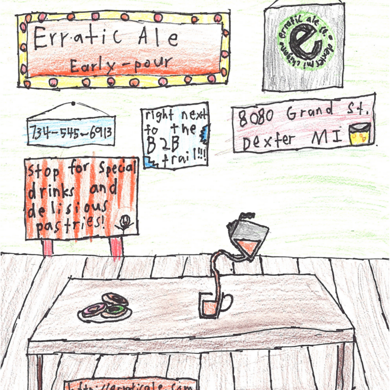 Student drawn ad for Erratic Ale - Early Pour