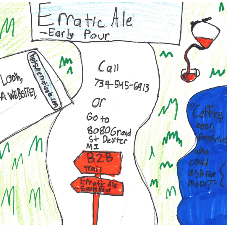Student drawn ad for Erratic Ale - Early Pour