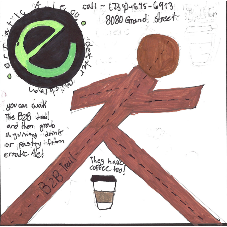 Student drawn ad for Erratic Ale - Early Pour