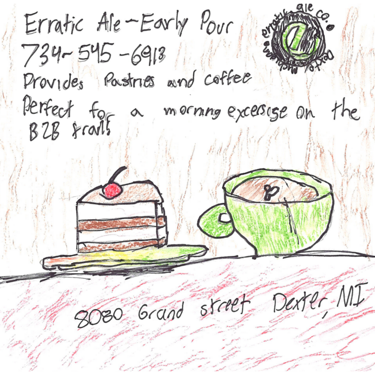 Student drawn ad for Erratic Ale - Early Pour
