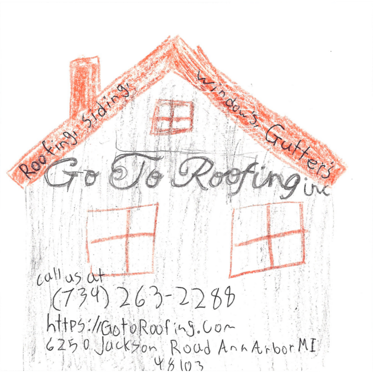 Student drawn ad for The GoToRoofing