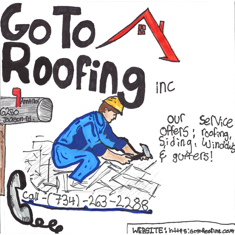 Student drawn ad for The GoToRoofing