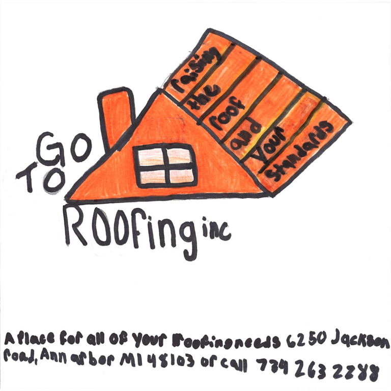 Student drawn ad for The GoToRoofing