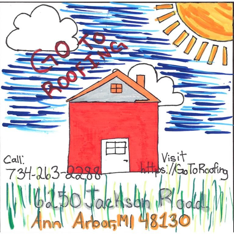 Student drawn ad for The GoToRoofing