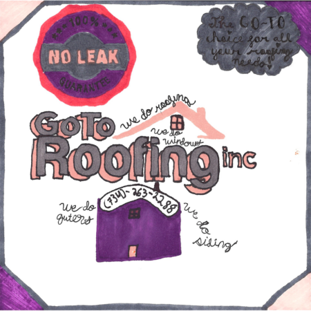 Student drawn ad for The GoToRoofing
