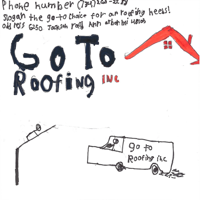 Student drawn ad for The GoToRoofing