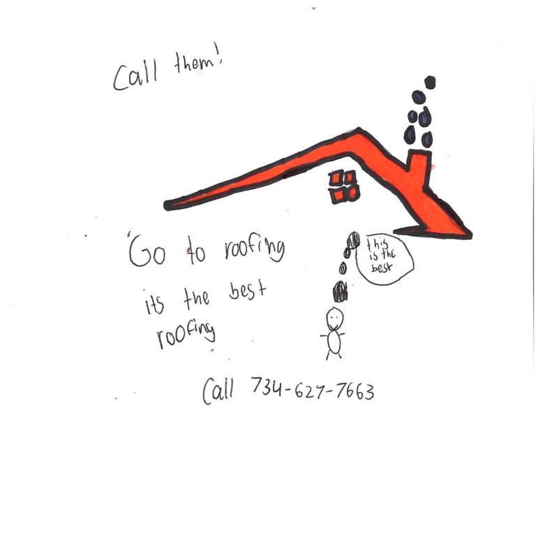 Student drawn ad for The GoToRoofing