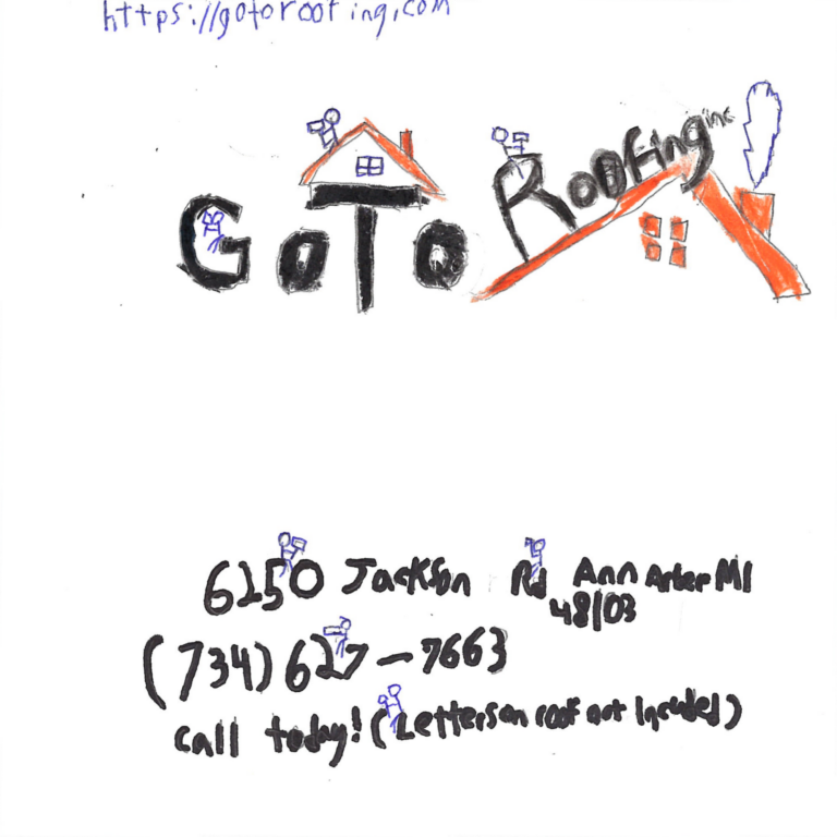 Student drawn ad for The GoToRoofing