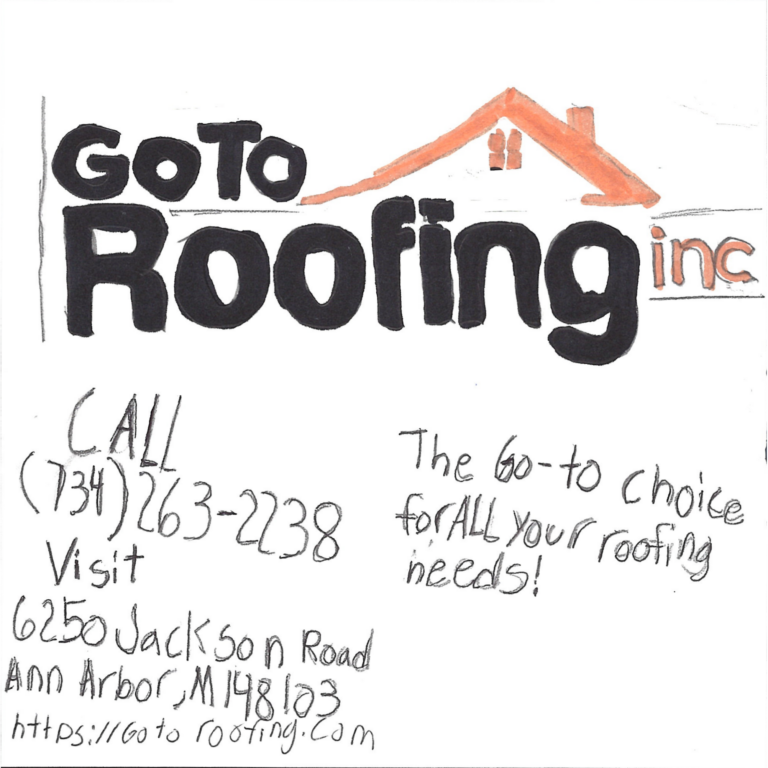 Student drawn ad for The GoToRoofing