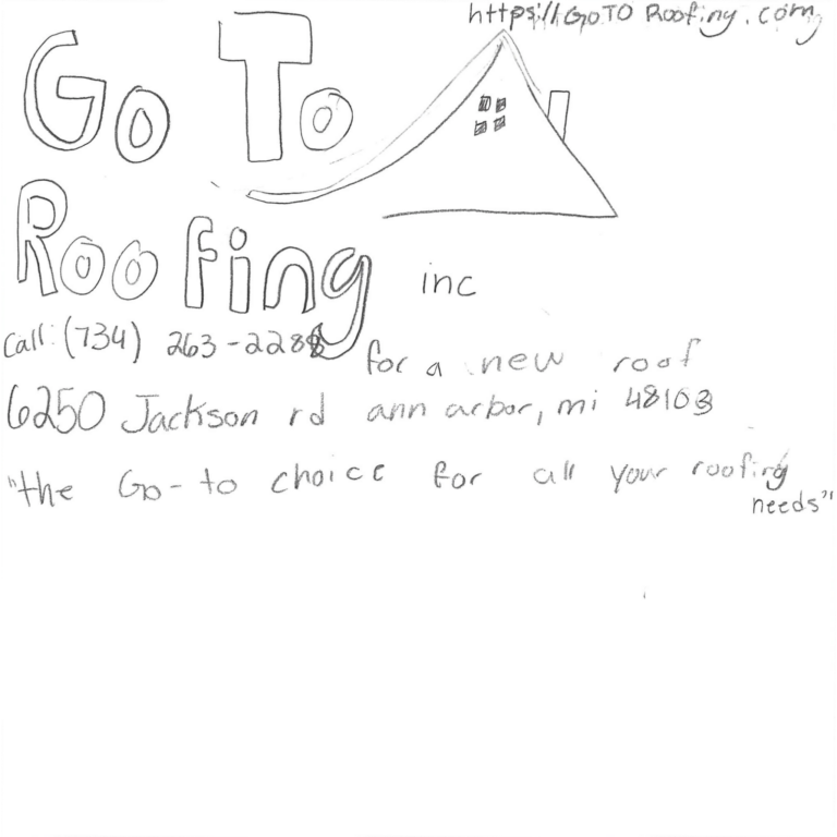 Student drawn ad for The GoToRoofing